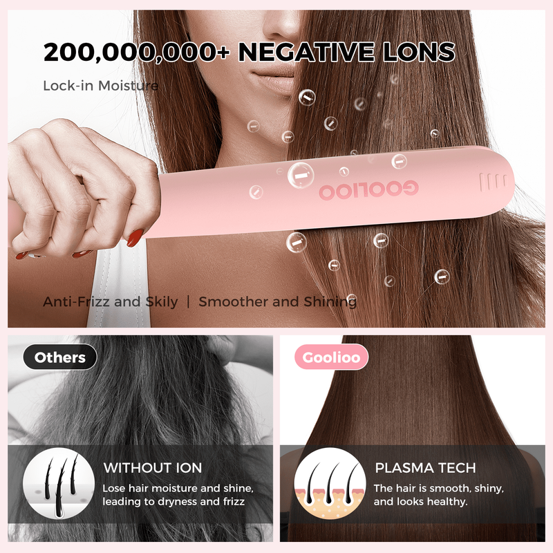 Hair Straightener 1 Inch Ionic Flat Iron and Curler 2 in 1 Pink2