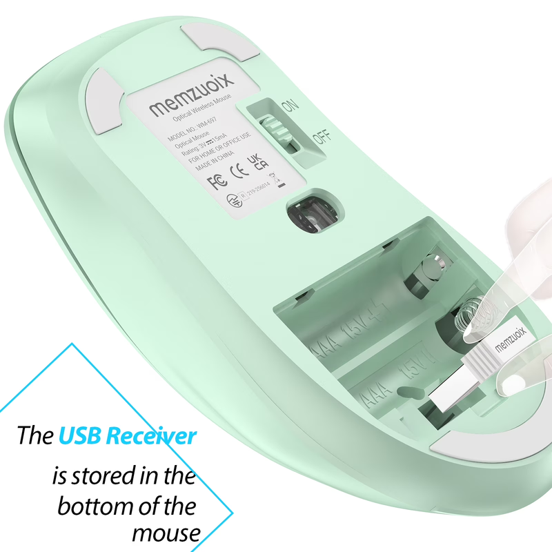 2.4GHz Wireless Mouse 1400 DPI 5 Button USB Receiver PC Laptop Light Green2
