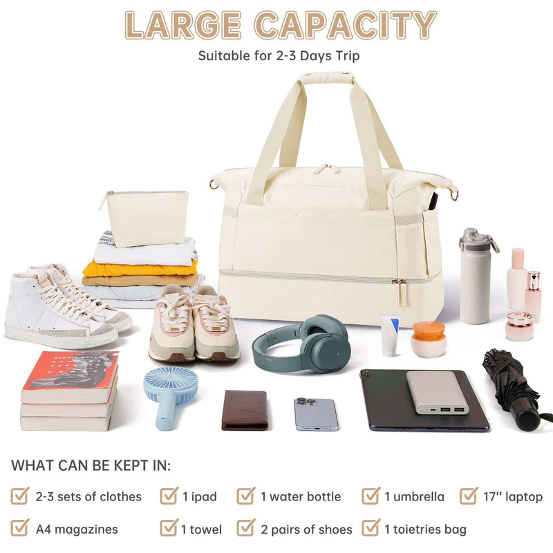 Travel Duffel Bag for Women Gym Bag with USB Charging Port Large Weekender Overn5