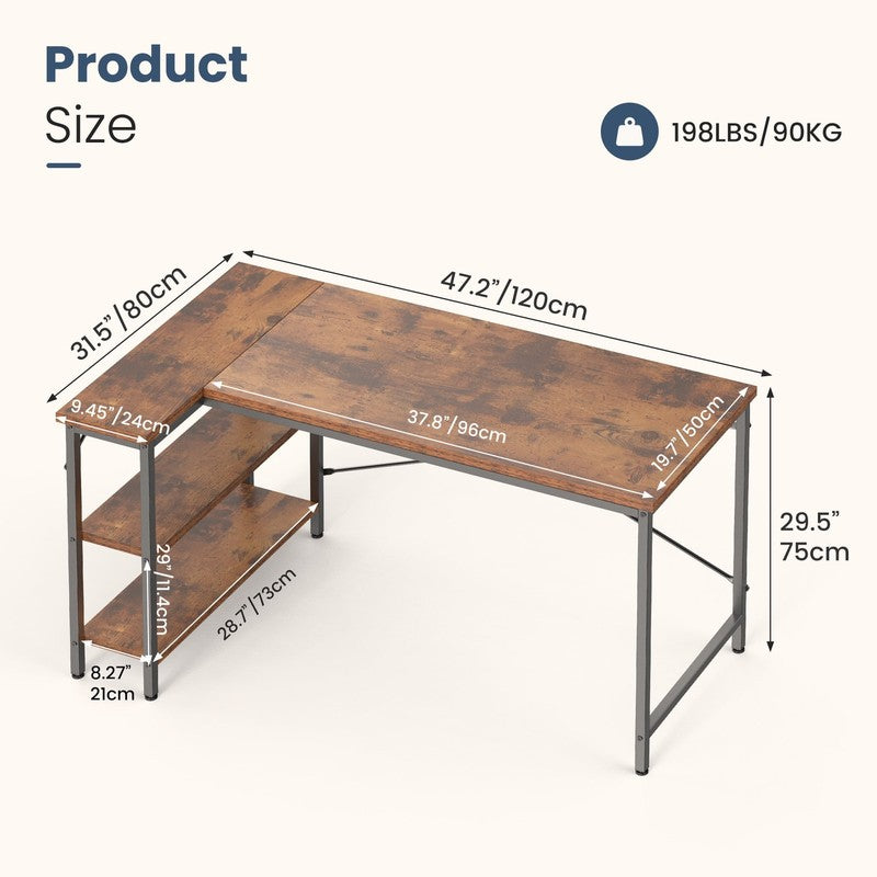 L Shaped Computer Desk, 47 Inch Corner Desk Gaming Table Writing Study Workstati2