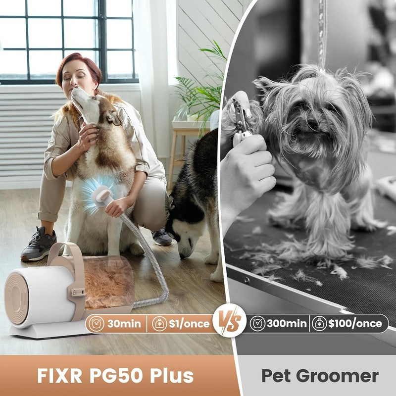 Dog Grooming Vacuum Kit 11000Pa Pet Hair Clipper Nail Grinder 7 Tools 2.5L6