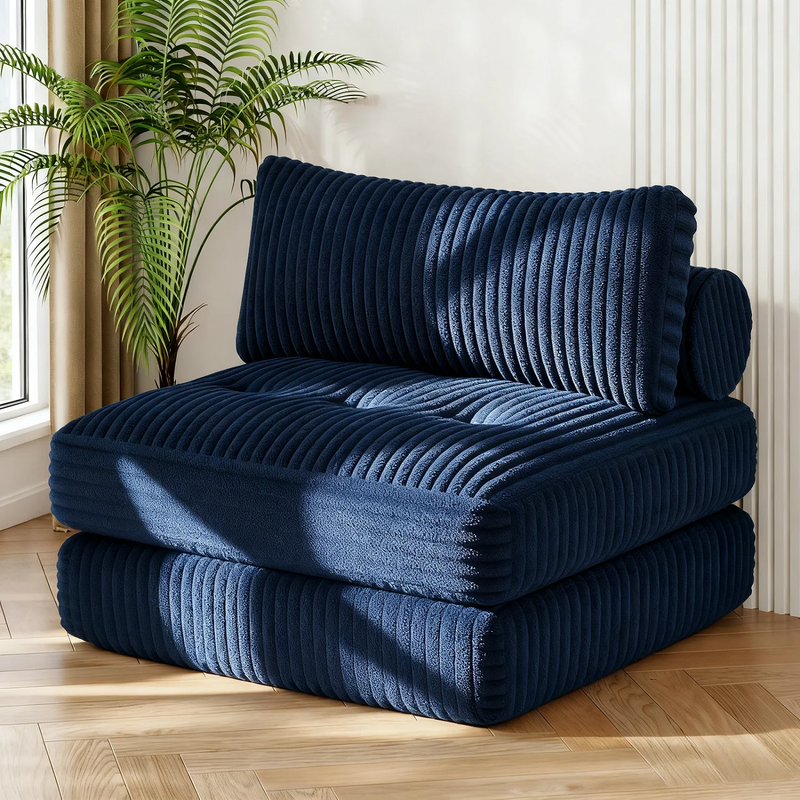 Single Corduroy Convertible Sleeper Sofa   Folding, Pillow Included, Back Suppor0
