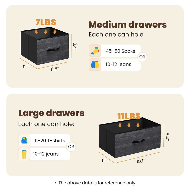 5 Drawers Fabric Dresser for Bedroom, Drawer Organizer Storage Cabinet for Close2