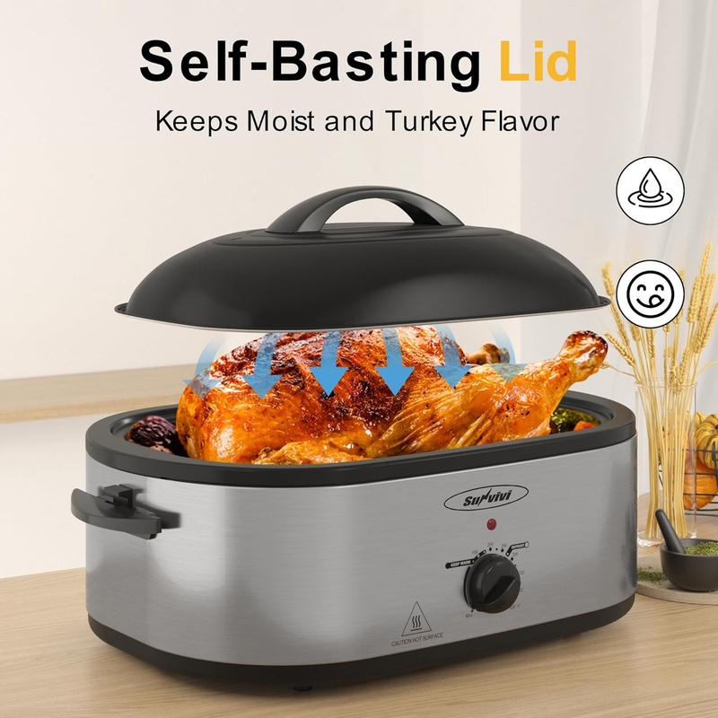 24Lb 20-Quart Roaster Oven, Electric Roaster Oven with Self-Basting Lid, Turkey 1