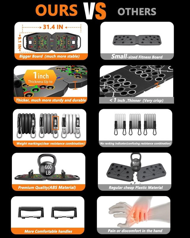25 in 1 Push Up Board Pilates Bar Foldable Home Gym Strength Training1