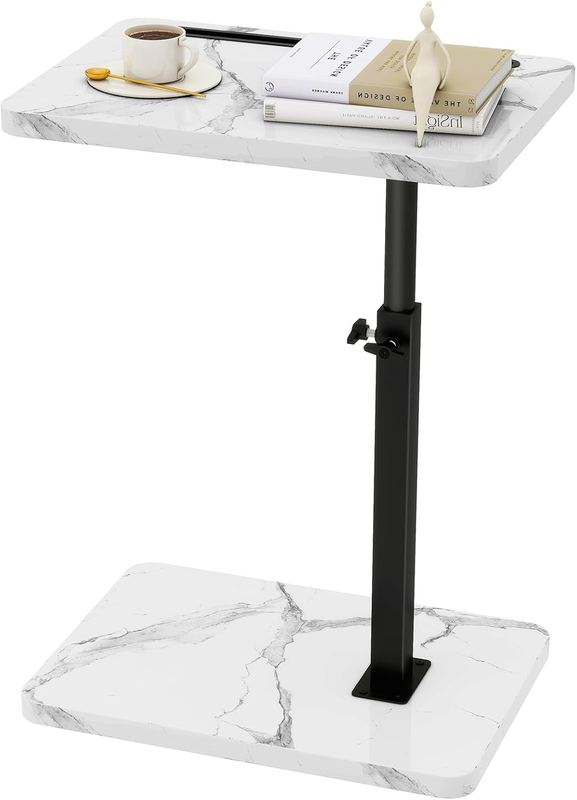 C-Shaped 360° Swivel Adjustable Side Table White & Black Sofa/Bed10