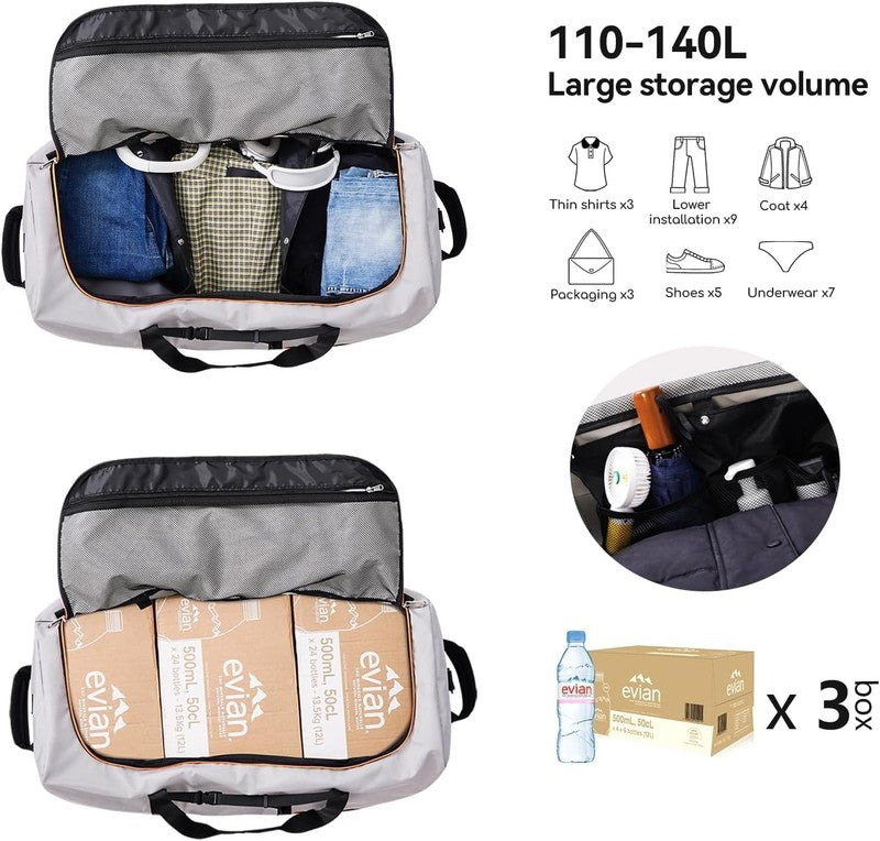 Rolling Duffle Bag with Wheels,110L/140L Expandable Soft Sided Foldable Duffle B1