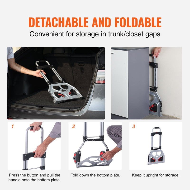 Folding Hand Truck Aluminum Luggage Trolley Cart Dolly 176 Lbs Bungee Cord5