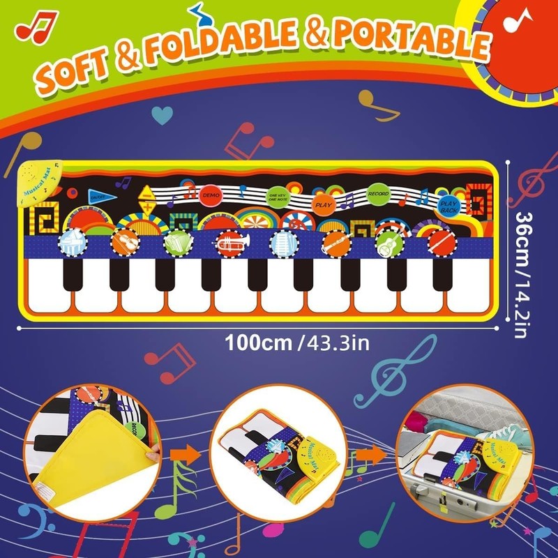 Baby Piano Mat with 25 Music Sounds, Kids Musical Playmat, Early Education Devel5