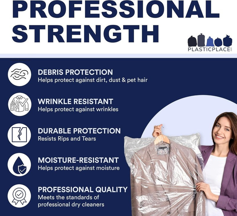 Clear Plastic Hanging Garment Bags, 1.0 Mil Sloped Shoulder Plastic Suit Bags Pr5
