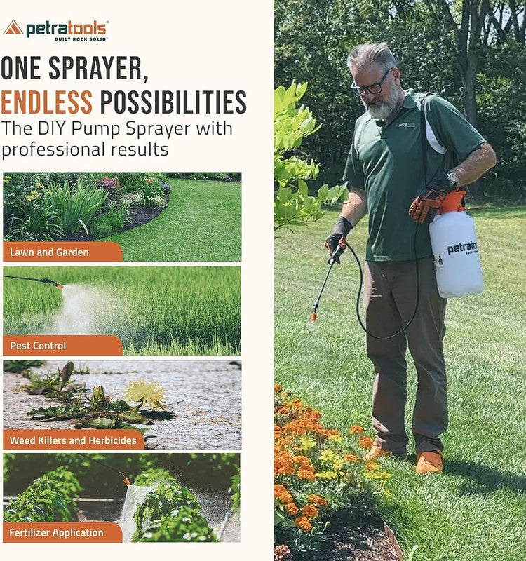 2 Gallon Garden Pump Sprayer HD101 for Lawn Care Pesticides with Hose & Nozzles5
