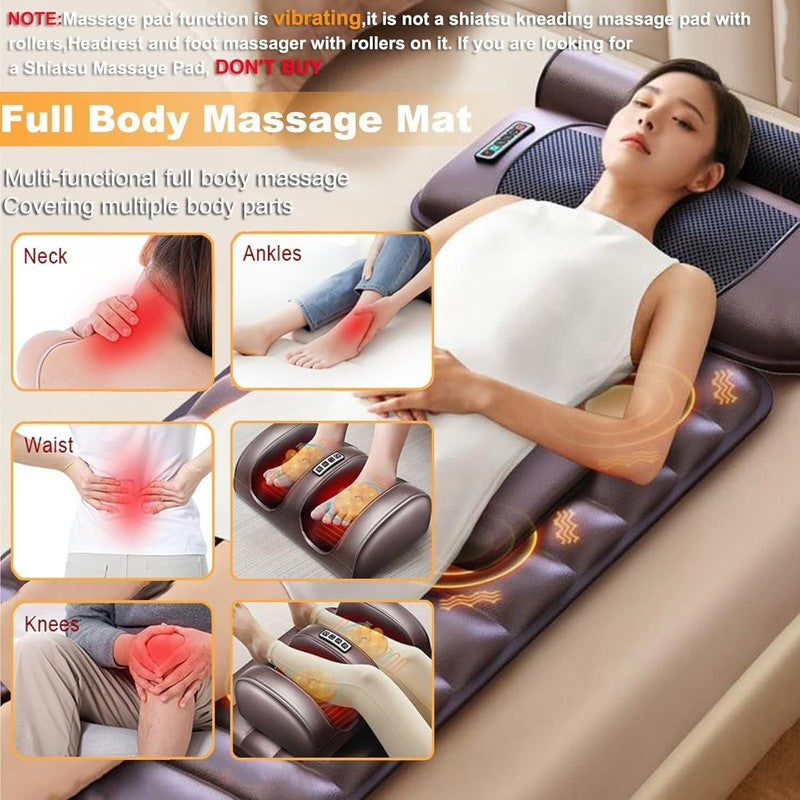 Full Body Massage Mat with Heat, 10 Vibration Massage Nodes & Adjustable Head Pi2