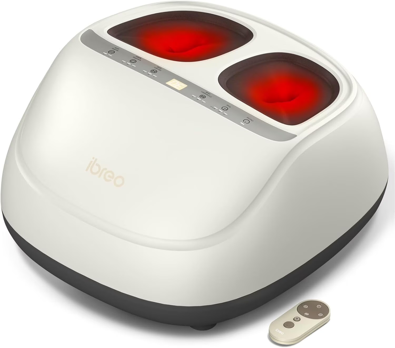 Shiatsu Foot Massager with Heat, Air Compression, Remote, White Adjustable Timer10