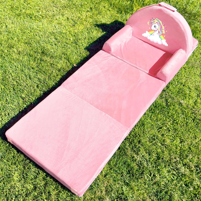 Unicorn Kids Foldable Sofa Bed w/ Washable Cover, Crystal Velvet Toddler Chair8