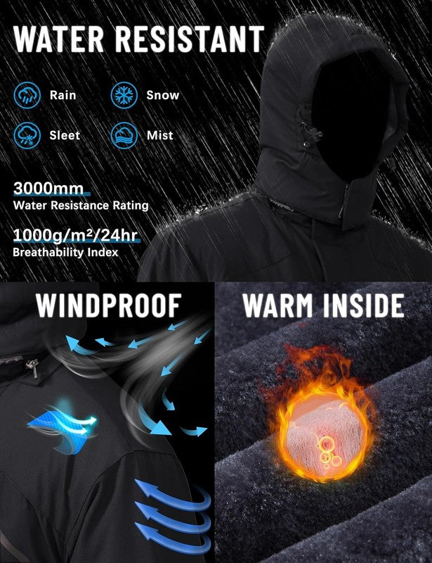 Men'S Winter Skiing Jackets Water Resistant Fleece Coats Insulated Thermal Snowb1