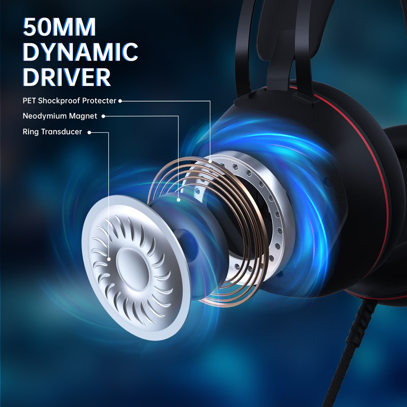 Gaming Headset PC PS5 Xbox Series X/S One Switch Mac Wired RGB Noise Mic8