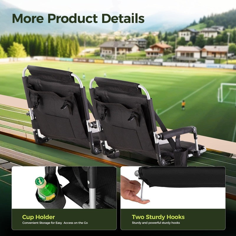 Portable Stadium Chair Stadium Seat for Bleacher with Cup Holder, Gray3