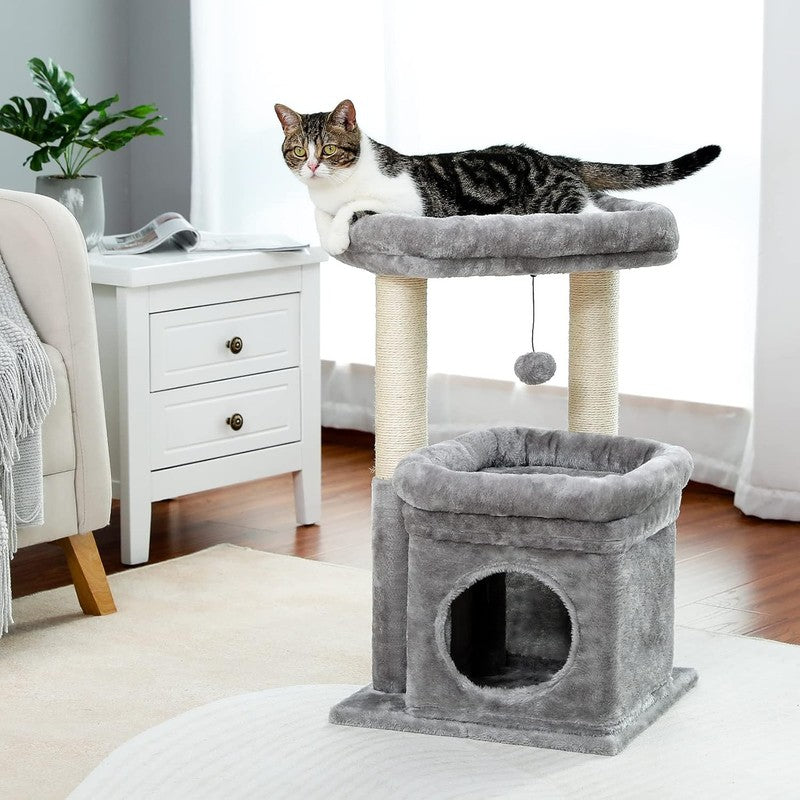 Cat Tree Tower for Indoor Cats with Condo, Sisal Scratching Posts & Pom Pom7