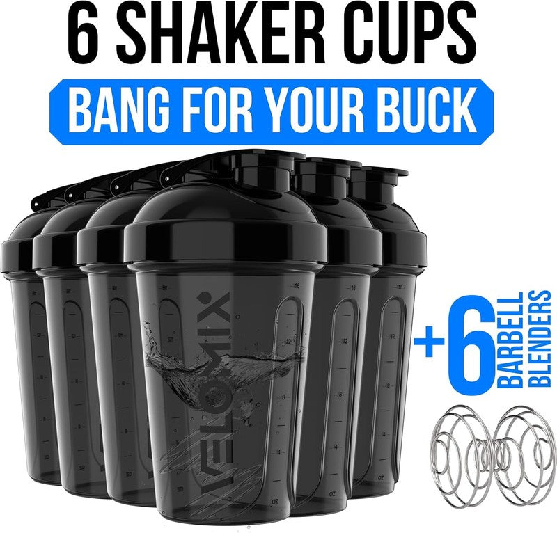  6 PACK  20 Oz Protein Shaker Bottle for Protein Mixes   6X Wire Whisk | Leak Pr1