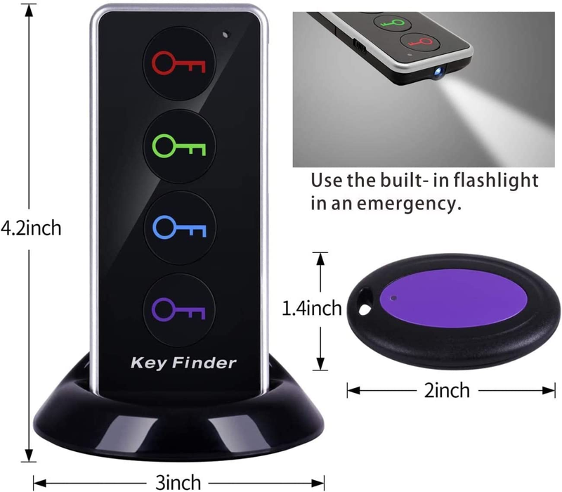 Key Finder RF Item Locator 4 Pack 80dB 131ft Range Wireless Tracker1