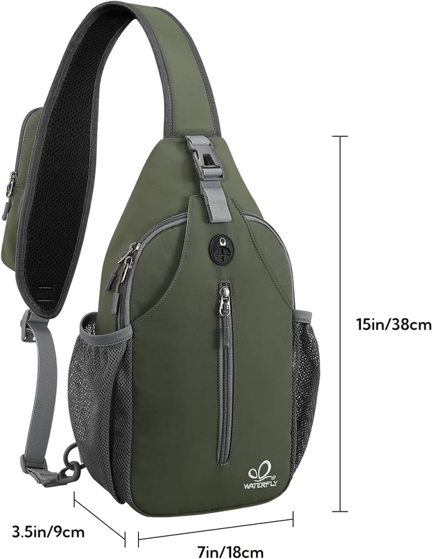 Dark Green Crossbody Sling Backpack Travel Hiking Chest Bag Daypack2