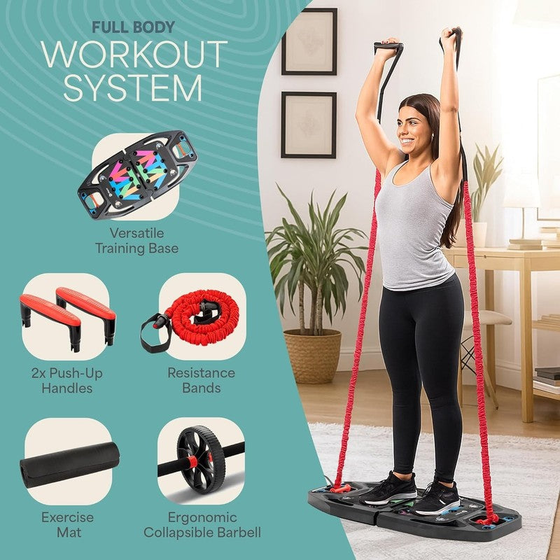 Portable PushUp Board with Resistance Bands  Full Body Home Gym Workout Kit Blac1