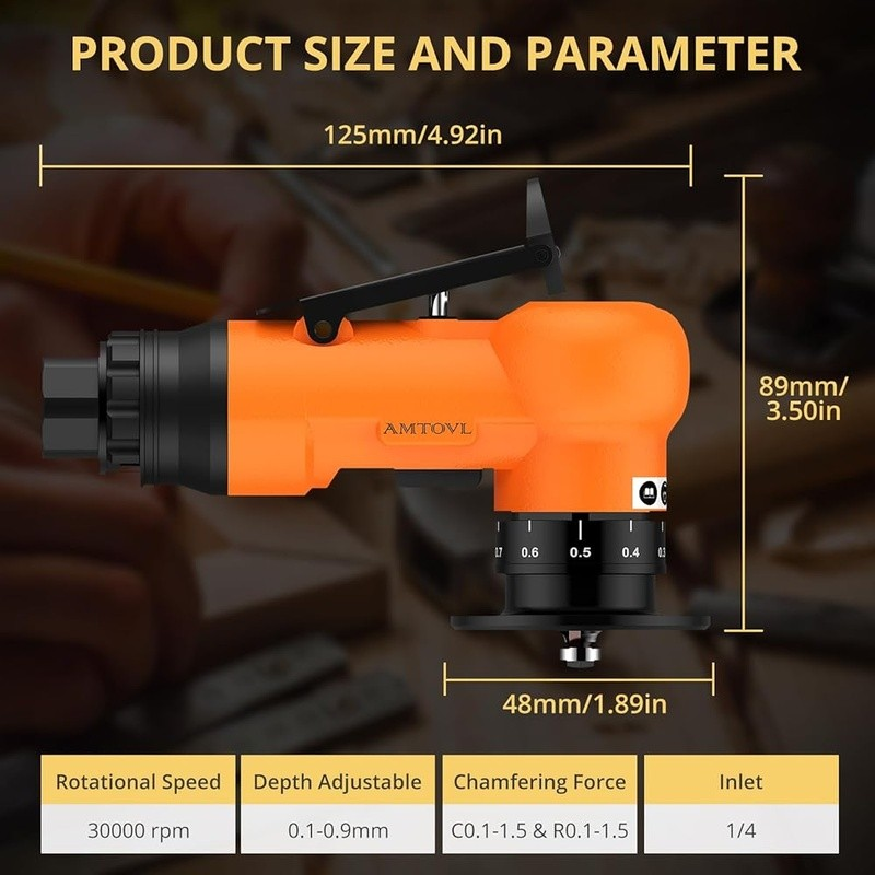 Pneumatic Chamfering Tool Mini Air Tool 30000 RPM W/ 20 Blades Adjustable Depth2