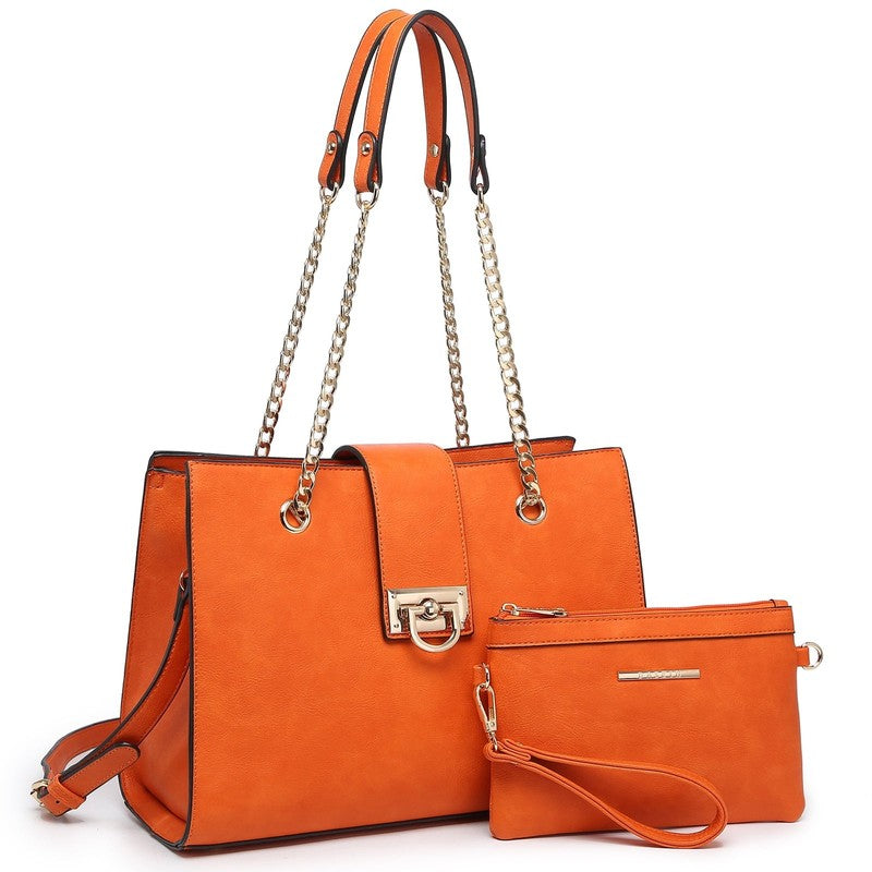 Women Hobo Bag Vegan Leather Tote Chain Shoulder Satchel Bag with Clutch1