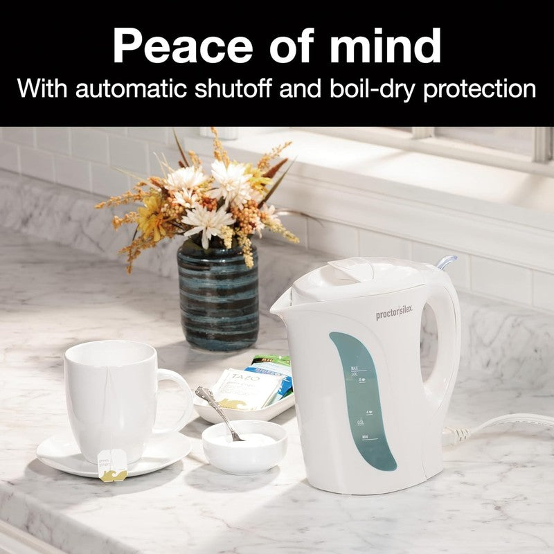 Electric Tea Kettle 1L 1000W Fast Boil Auto Shut Off Boil Dry Protection White2