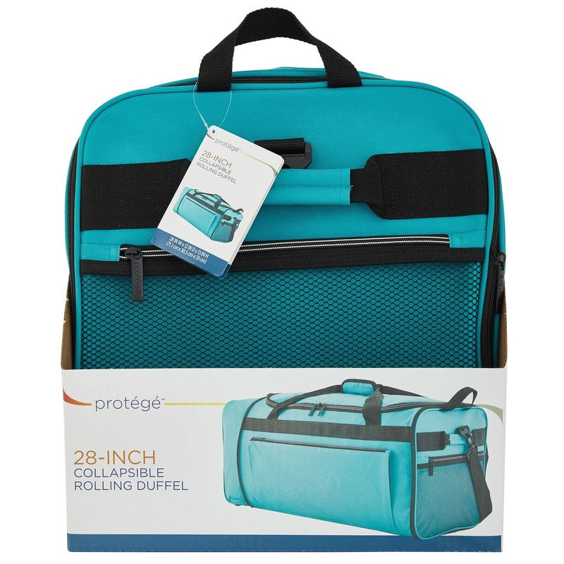 28 Inch Large Collapsible Rolling Duffel Bag for Travel Teal11