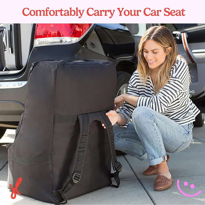 Padded Car Seat Travel Bag Backpack Airline Gate Check Infant Booster Black6