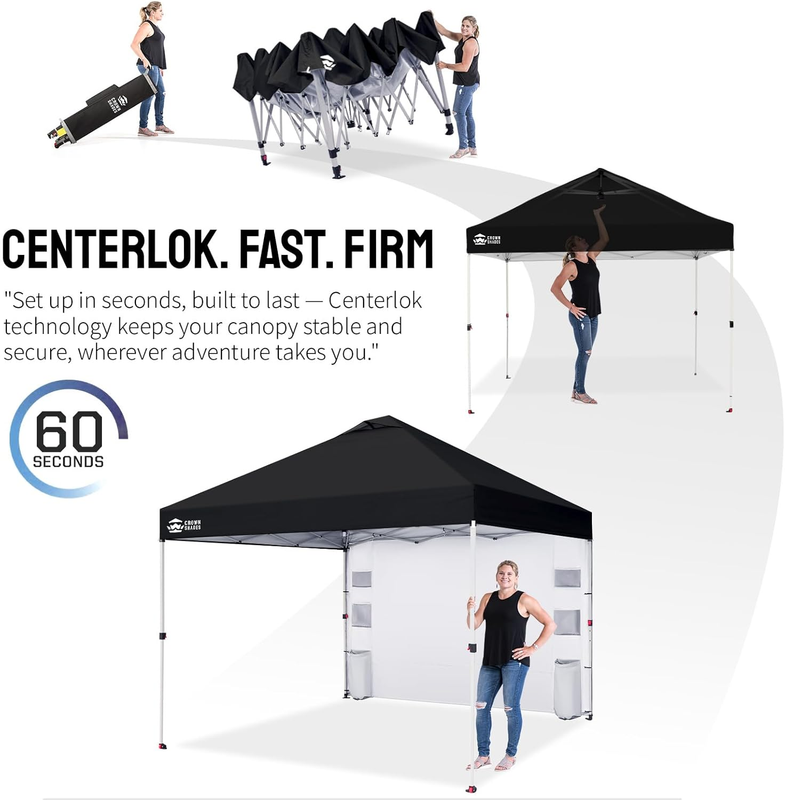 Crown Shades 10x10 Outdoor Pop Up Canopy Tent Easy Setup Sun Shelter Black5