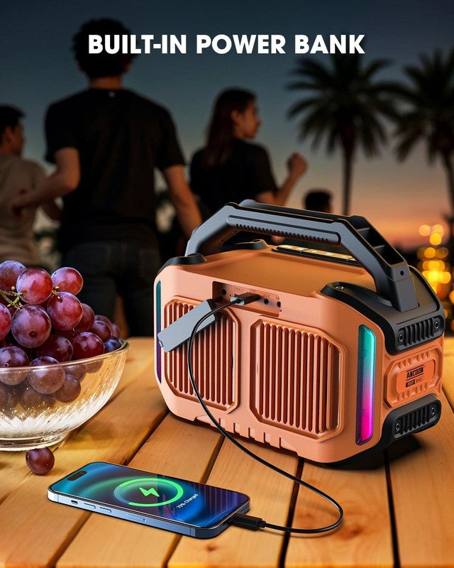 80W Bluetooth Speaker, Loud Bass, IPX6 Waterproof, 20H Playtime, TWS, Orange6