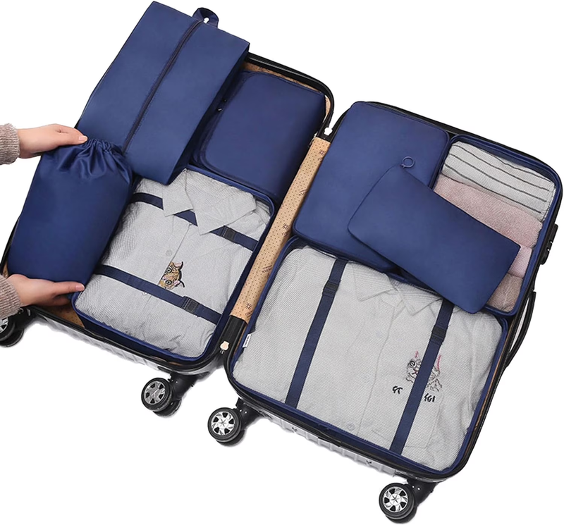 Packing Cubes 9 Set Travel Organizers Clothes Shoes Toiletry Bag Navy2
