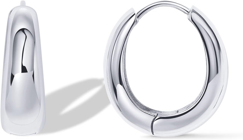 14K Gold Plated Sterling Silver Small Chunky Hoop Earrings for Women Lightweight6