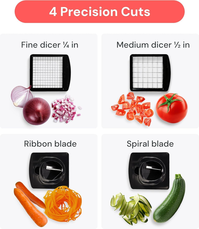 4-in-1 Vegetable Chopper Spiralizer Food Chopper Container Stainless Steel3