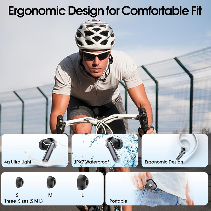 AI Translation Earbuds 164 Languages Bluetooth 5.3 Real Time 40H7