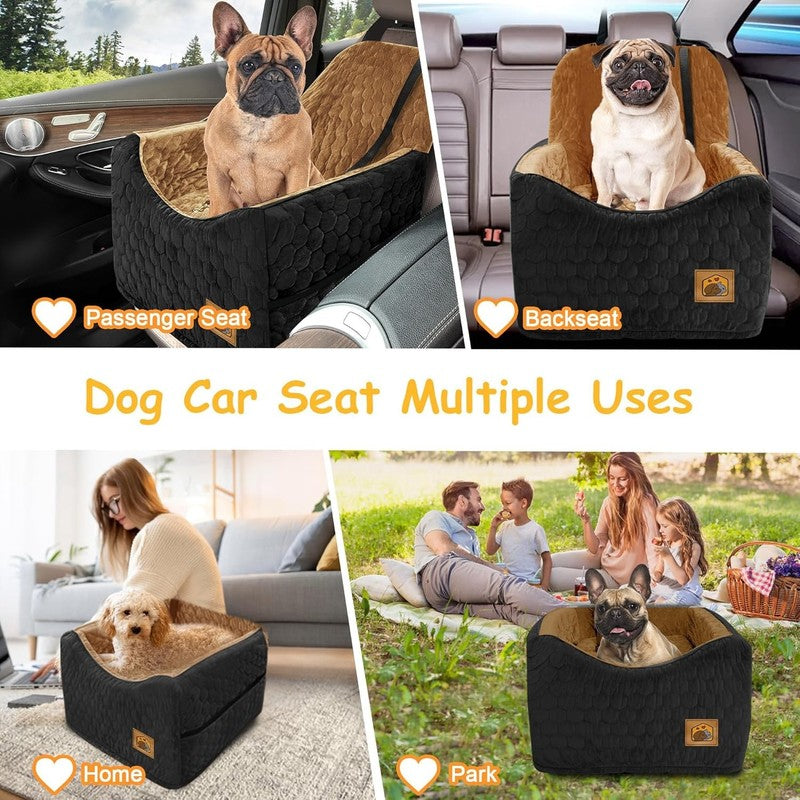 Dog Car Seat for Small/Medium Dogs up to 35lbs Foam Washable Cover Blackbrown5