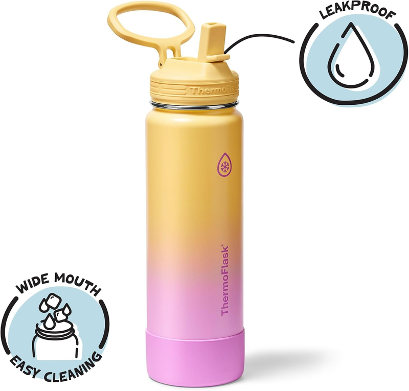 24oz Insulated Water Bottle Stainless Steel Spout Lid Leakproof Hot Cold4