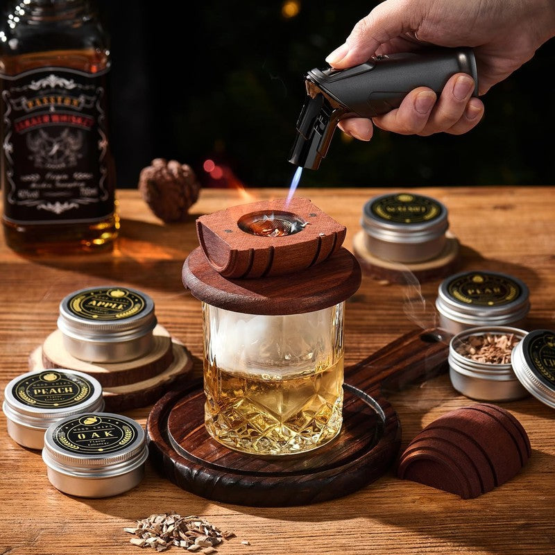 Whiskey Smoker Kit with Torch - 6 Flavors Wood Chips, 2 Glasses, 2 Ice Ball Mold1
