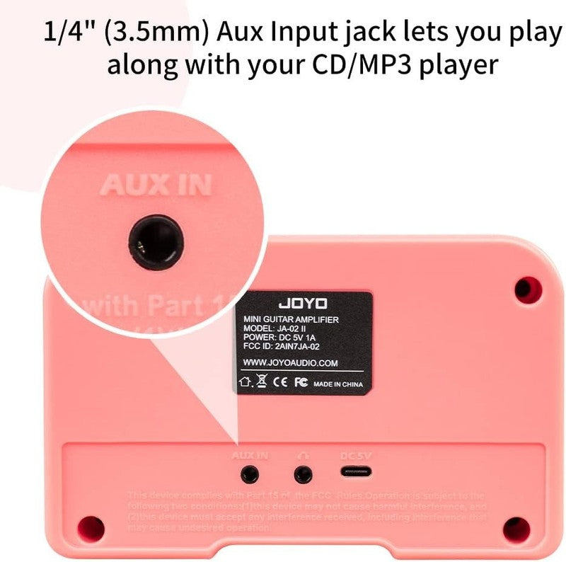 JA-02 II Mini Guitar Amp, 5W Bluetooth Rechargeable Practice Amplifier (Pink)3