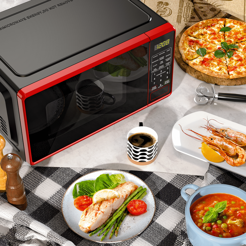 0.7 Cu Ft Countertop Microwave Oven, 700 Watts, Red7