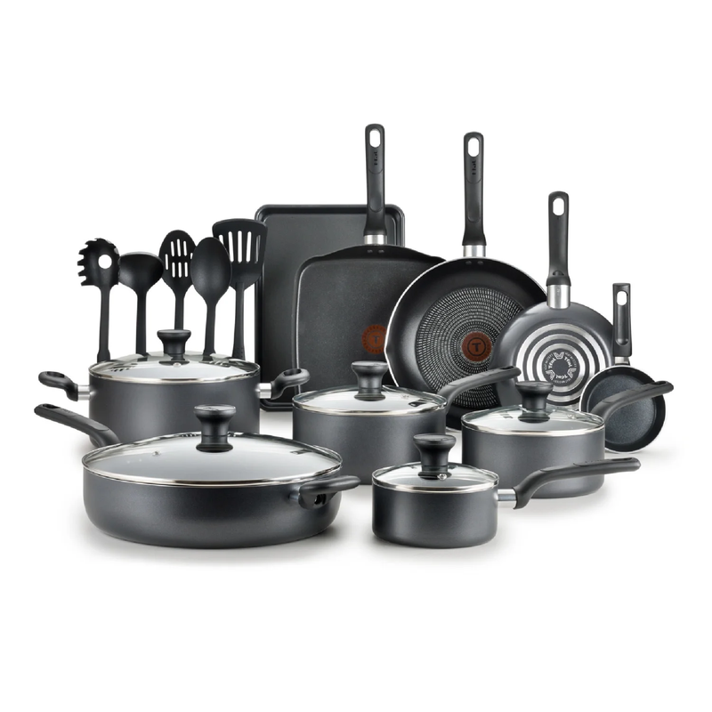20 Piece Nonstick Cookware Set Easy Care Pots and Pans Grey0