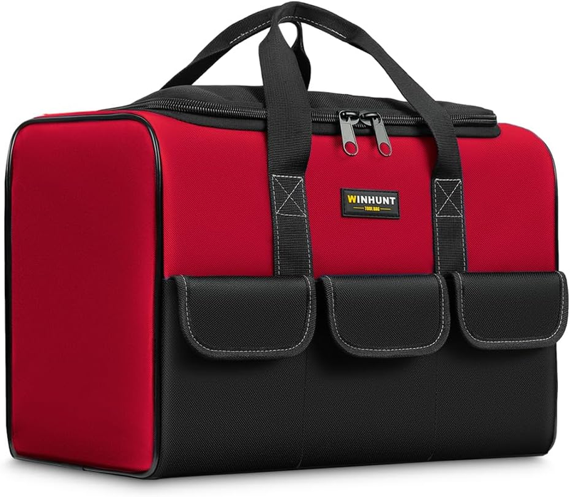 17" Tool Bag for Men 6-Pocket Waterproof Organizer Red & Black Double Zipper8