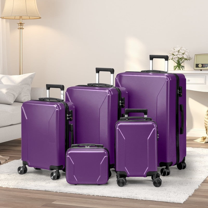 5 Piece Luggage Set with 8 Packing Cubes, Hard Shell Suitcase Set with Spinner W9