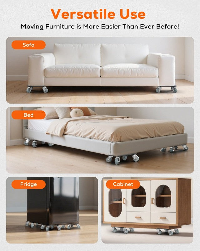 Furniture Moving Dolly Set Heavy Duty 4 Rotatable Rubber Wheels 1800LB Load2