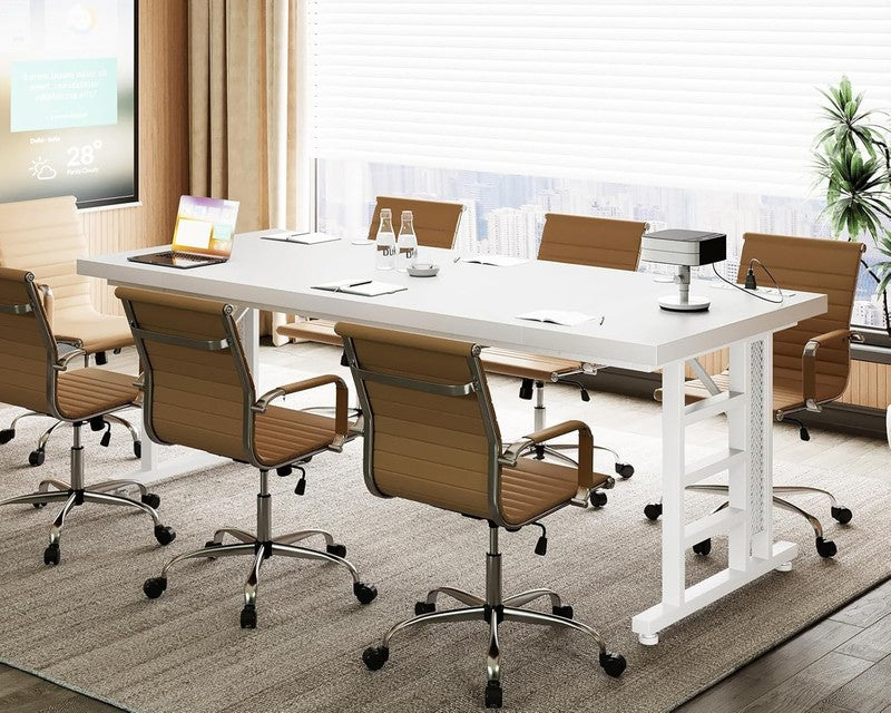 71" Executive Desk w/ USB Ports Large Modern Office Table White5