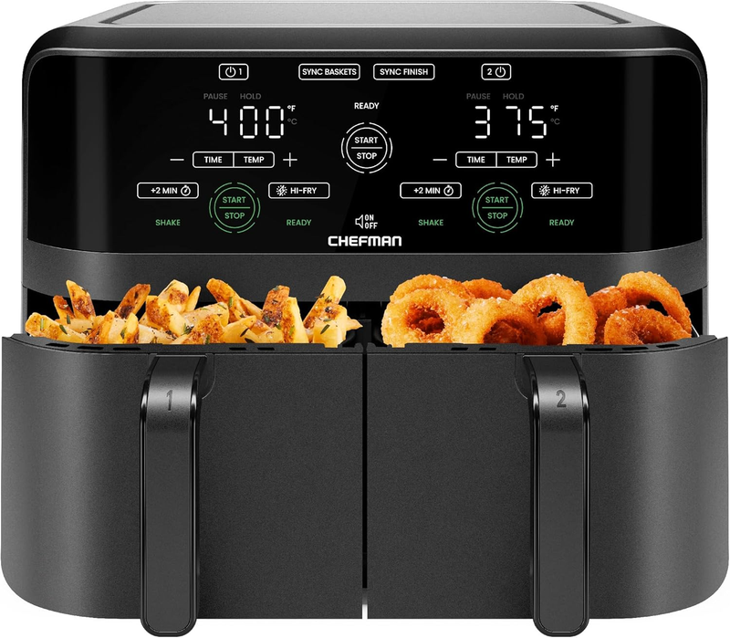 6Qt Dual Basket Air Fryer Digital Touchscreen 2x3Qt Nonstick Black0