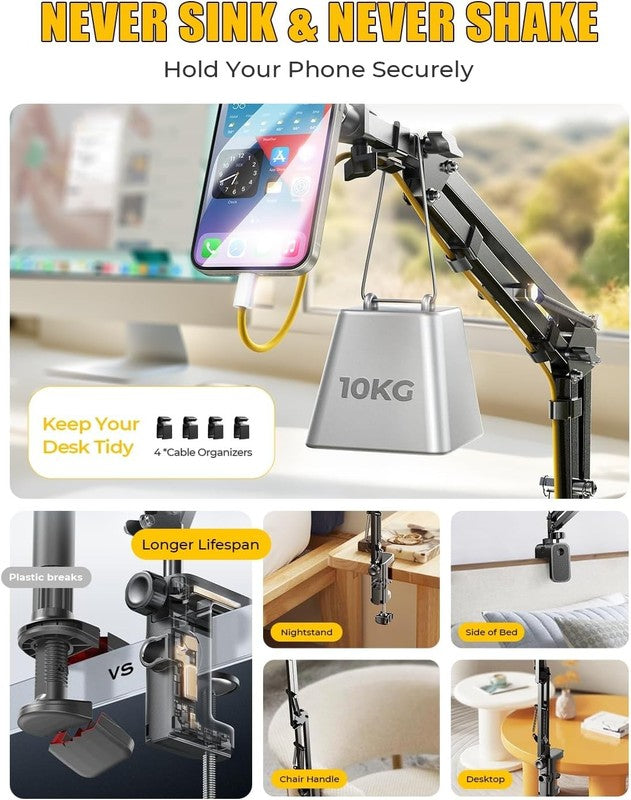 Adjustable Gooseneck Phone Holder for Bed & Desk   MagSafe Compatible Stand5
