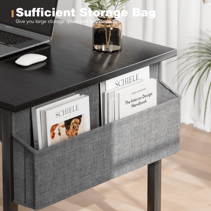 47" Computer Desk Small Office Modern Writing Desk w/ Storage & Headphone Hook3